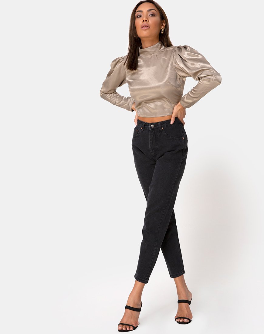 Image de Lona Longsleeve Top in Satin Taupe