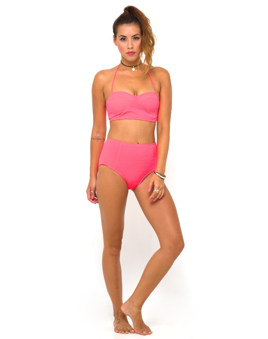 Top de bikini long Motel rose fluo
