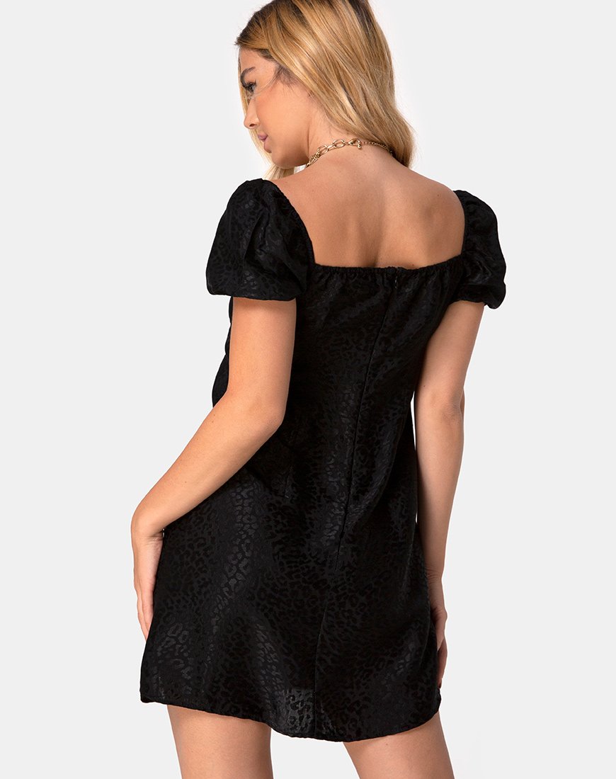 Mini robe Lonma en satin Cheetah Black