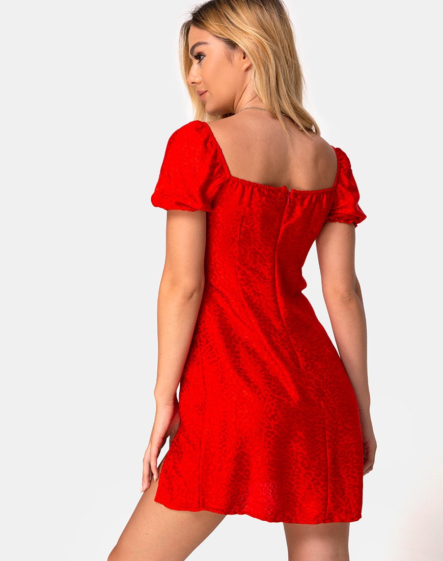 Robe Lonma en satin rouge guépard
