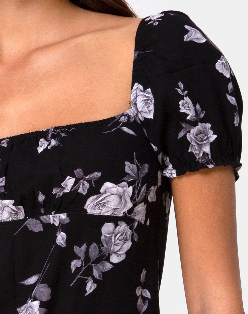 Image de Lonma Mini Dress in White Rose Black