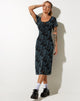 Image de Lorani Midi Dress in Butterfly Vine Flock Blue