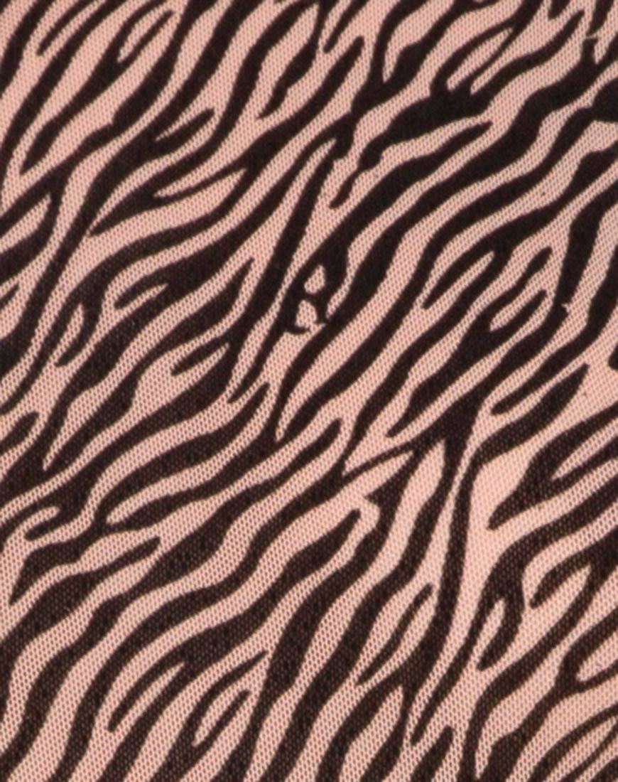 Image of Loreen Highneck Bodice in Tiger Net Tan