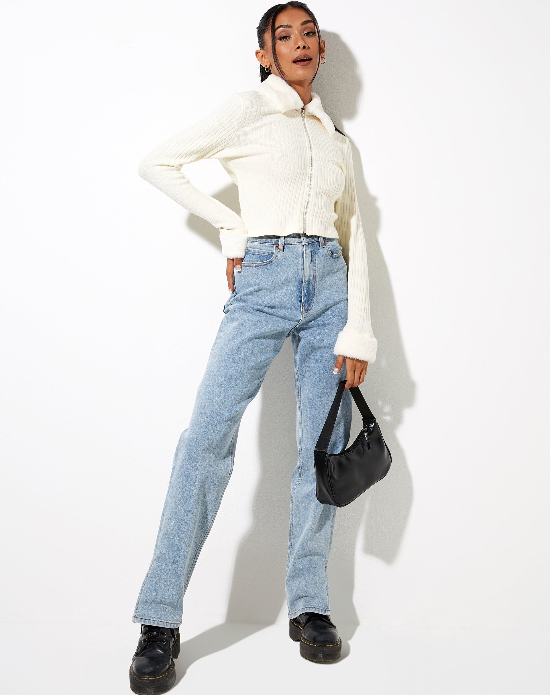 Image de Loria Cardigan en fourrure ivoire