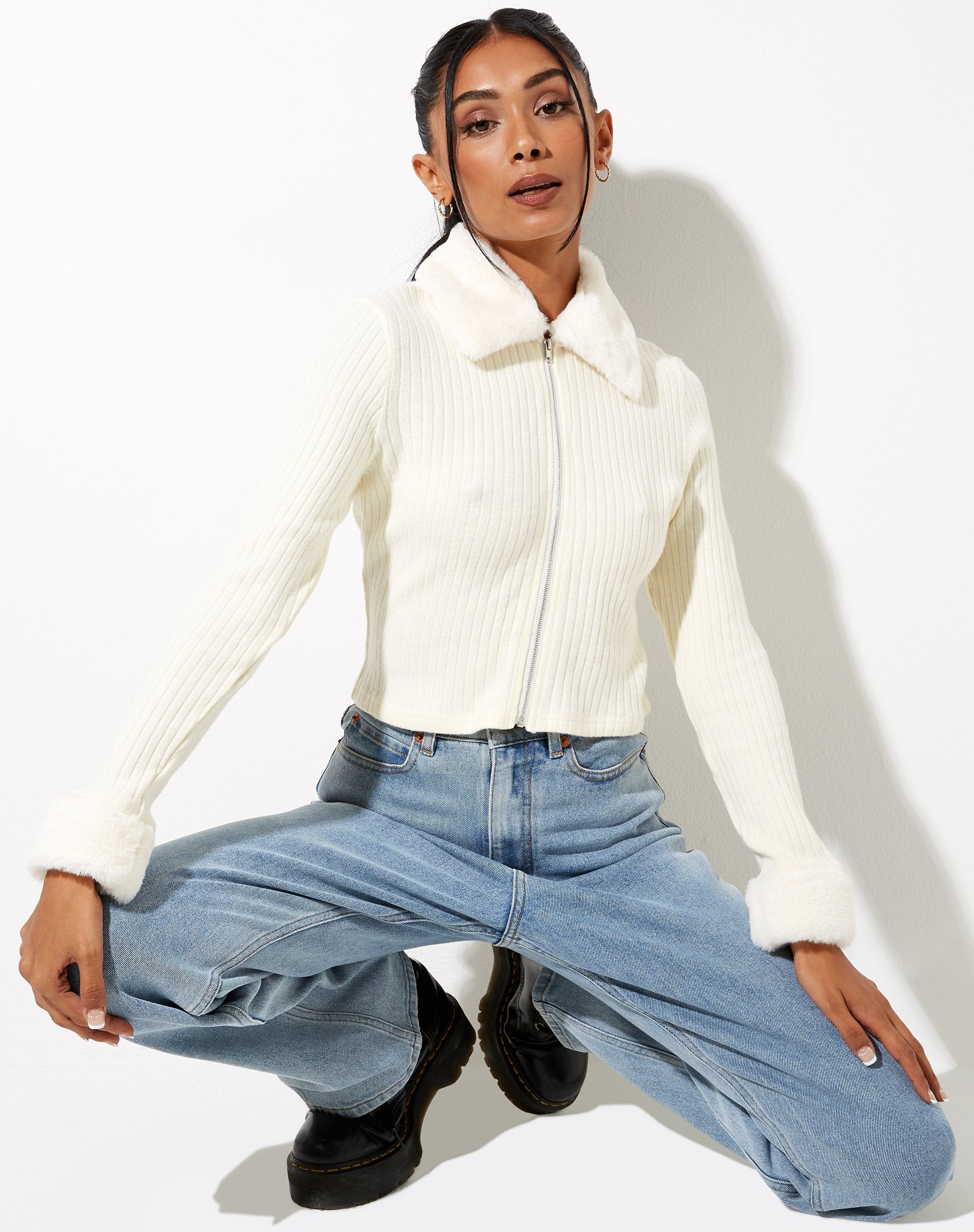 Image de Loria Cardigan en fourrure ivoire