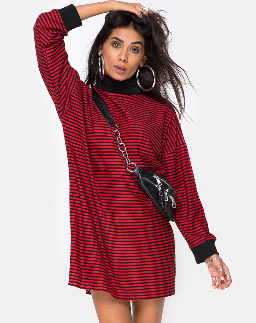 Sweatshirt Losha à mini rayures rouge et noir