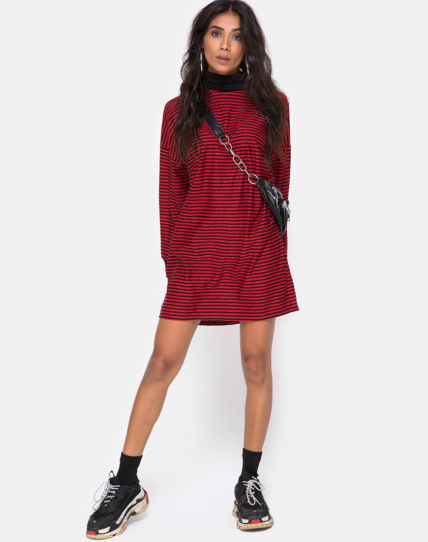 Image de Losha Sweatshirt en Mini Stripe Rouge et Noir