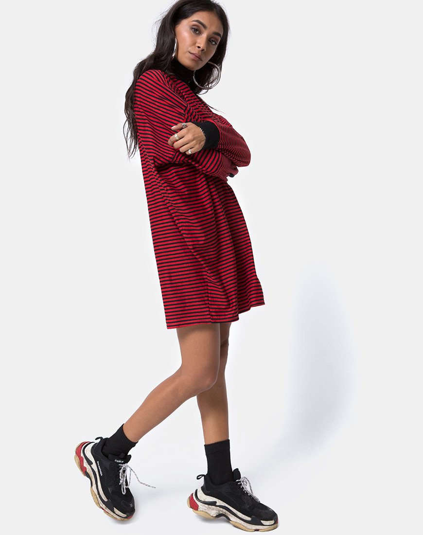 Image de Losha Sweatshirt en Mini Stripe Rouge et Noir