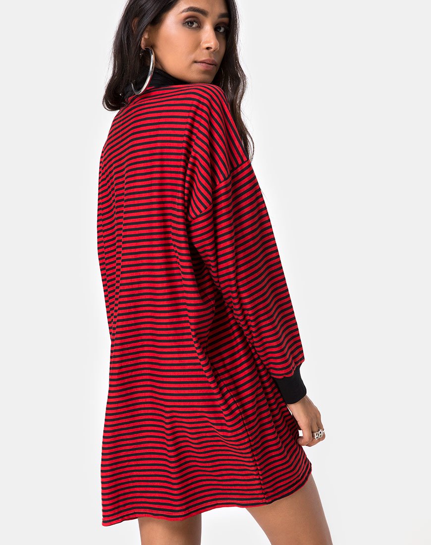 Sweatshirt Losha à mini rayures rouge et noir