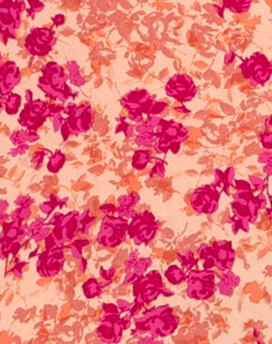 Image of Lotie Midi Dress in Dark Wild Flower Cantaloupe