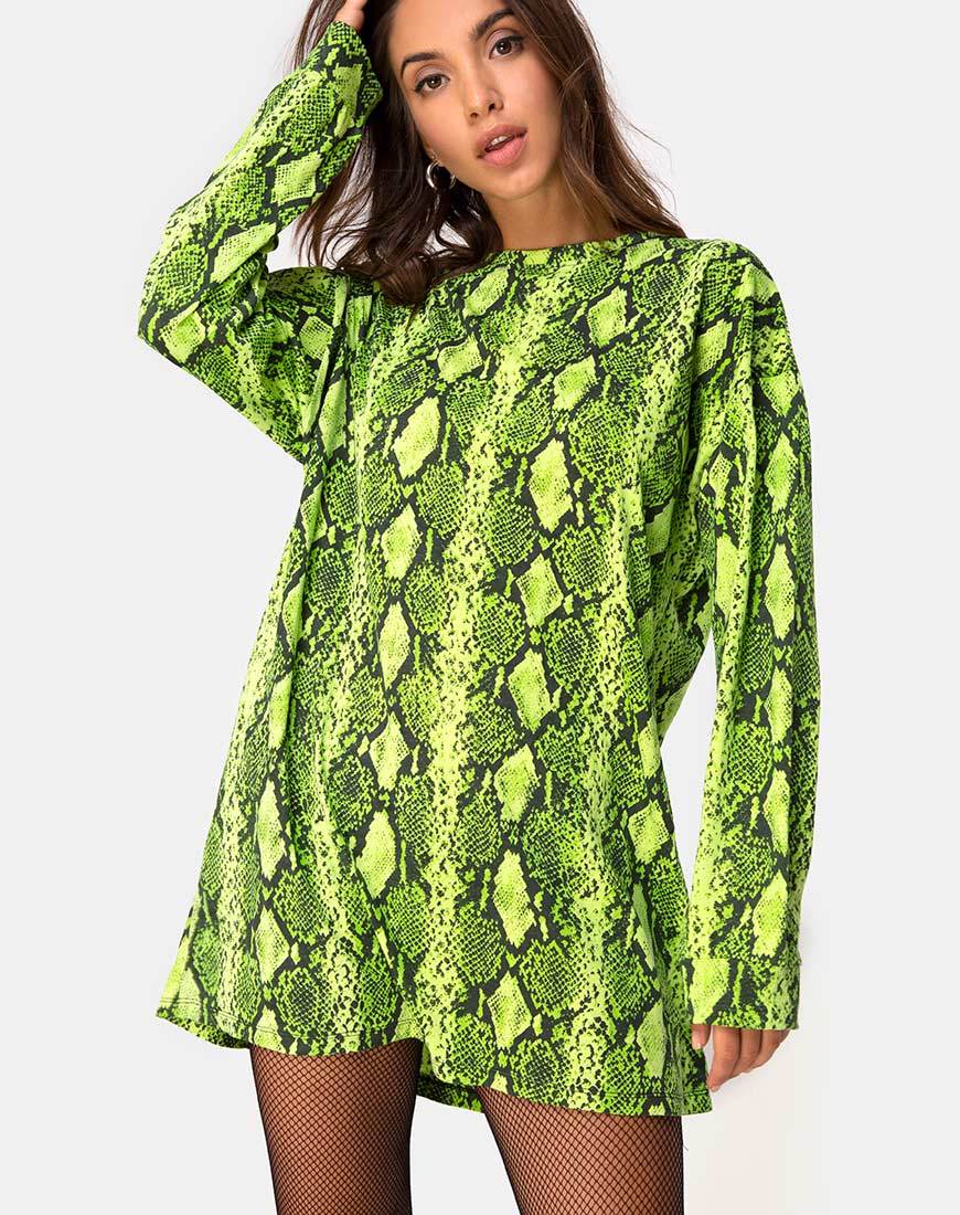 Image de Lotsun Jumper Dress in Snake Lime