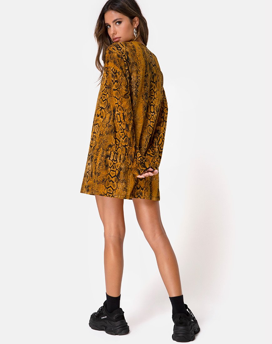 Image de Lotsun Jumper Dress in Snake Mustard