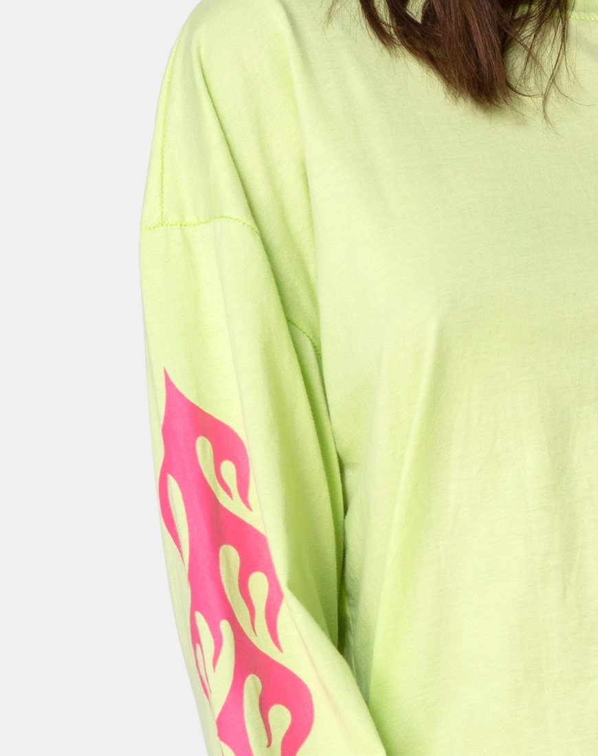 Image de Lotsun Sweatshirt en vert fluo avec flamme