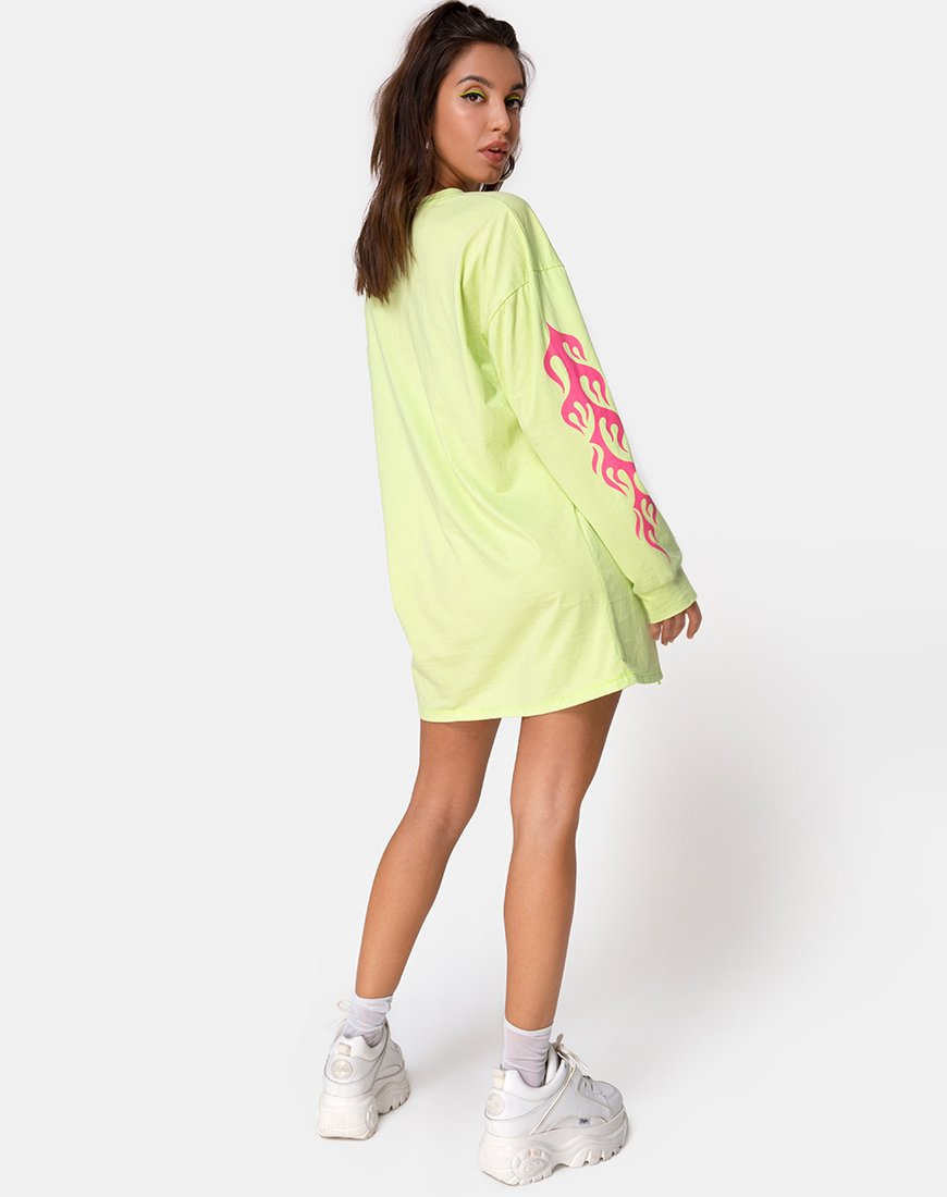 Image de Lotsun Sweatshirt en vert fluo avec flamme