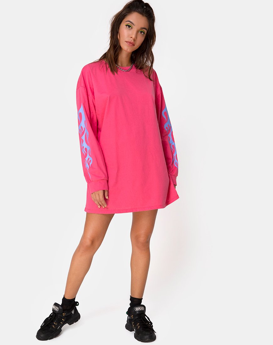 Image de Lotsun Sweatshirt en rose avec flamme