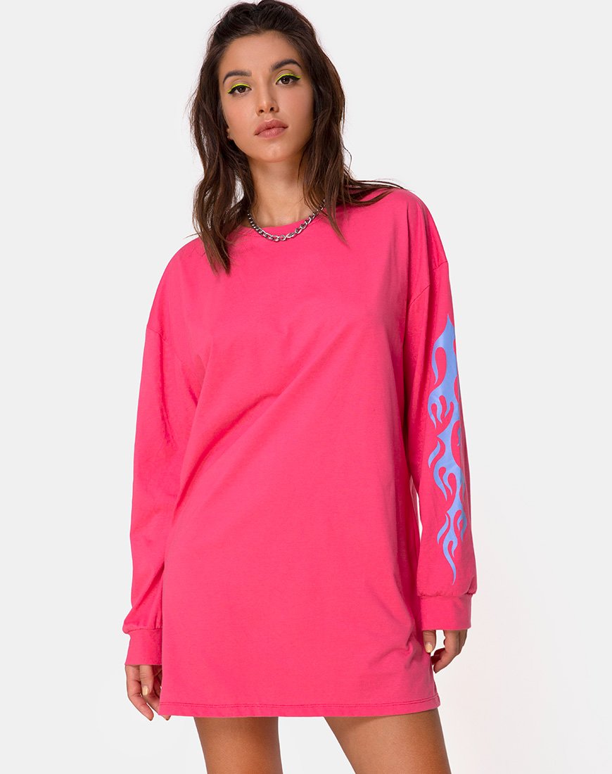Sweatshirt Lotsun rose avec flamme