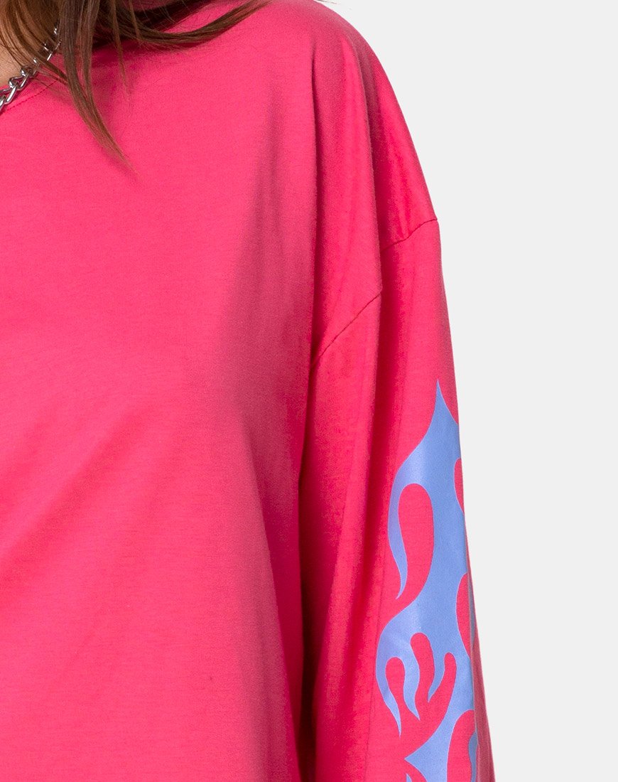 Image de Lotsun Sweatshirt en rose avec flamme