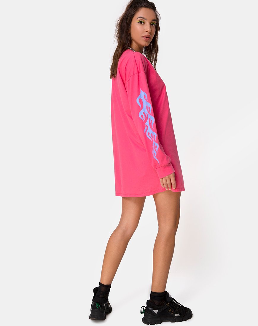 Image de Lotsun Sweatshirt en rose avec flamme