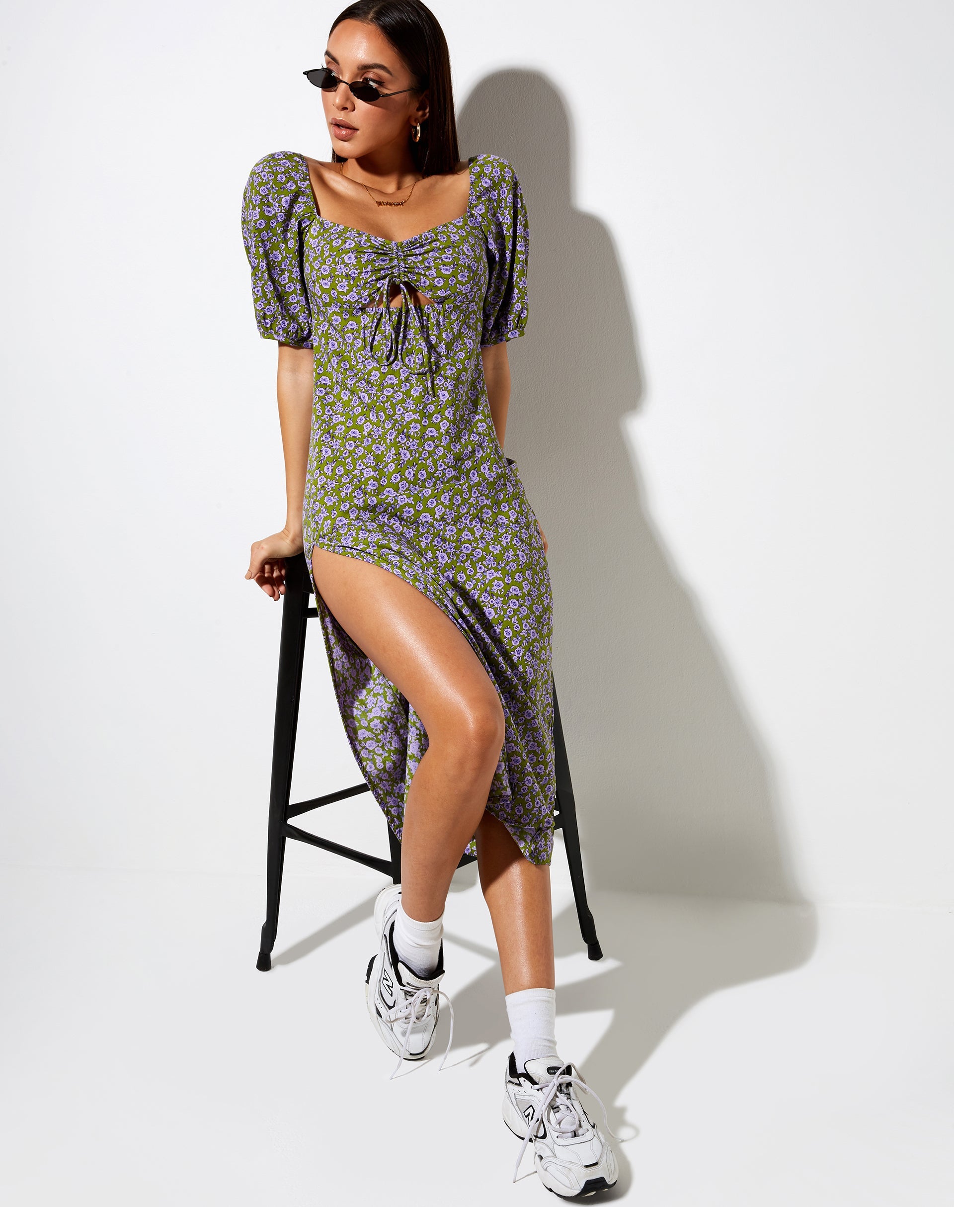 Image de Lourgia Midi Dress in Autumn Blossom Khaki