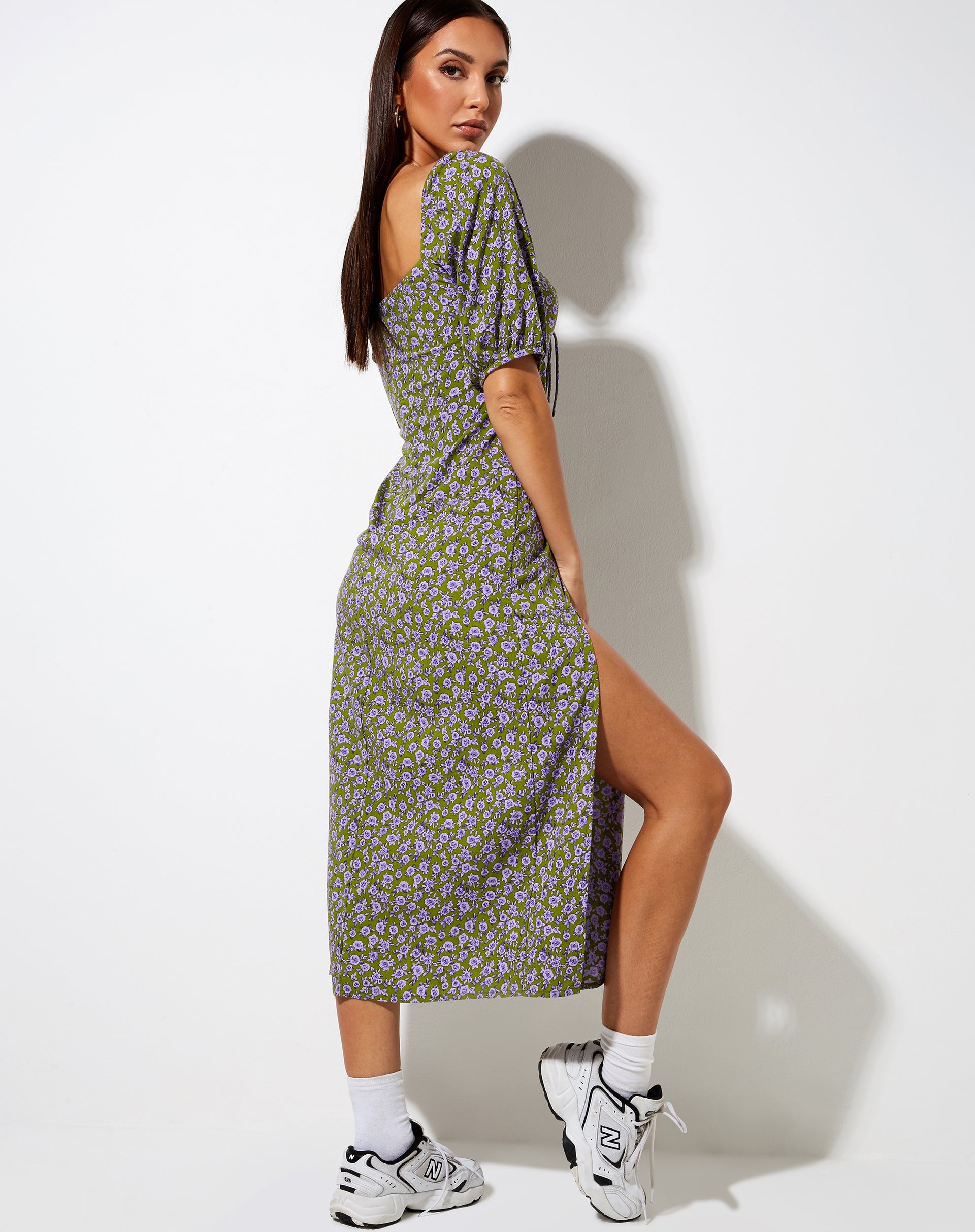Image de Lourgia Midi Dress in Autumn Blossom Khaki