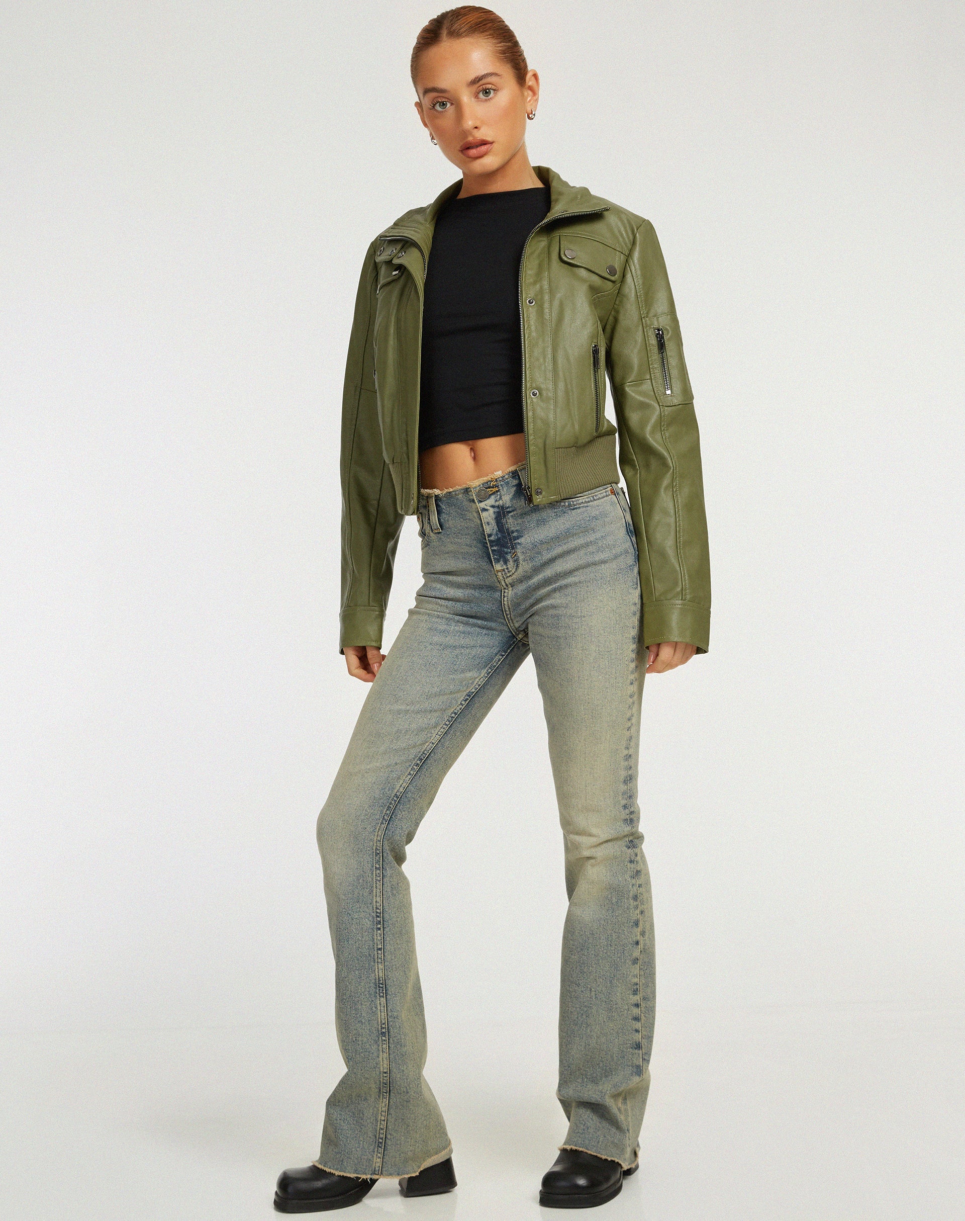 Image de la veste Loviana en PU vert