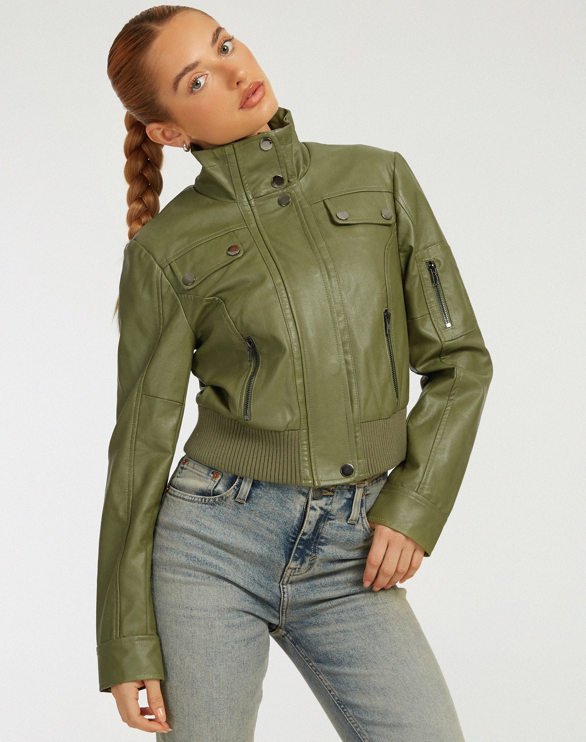 Image de la veste Loviana en PU vert