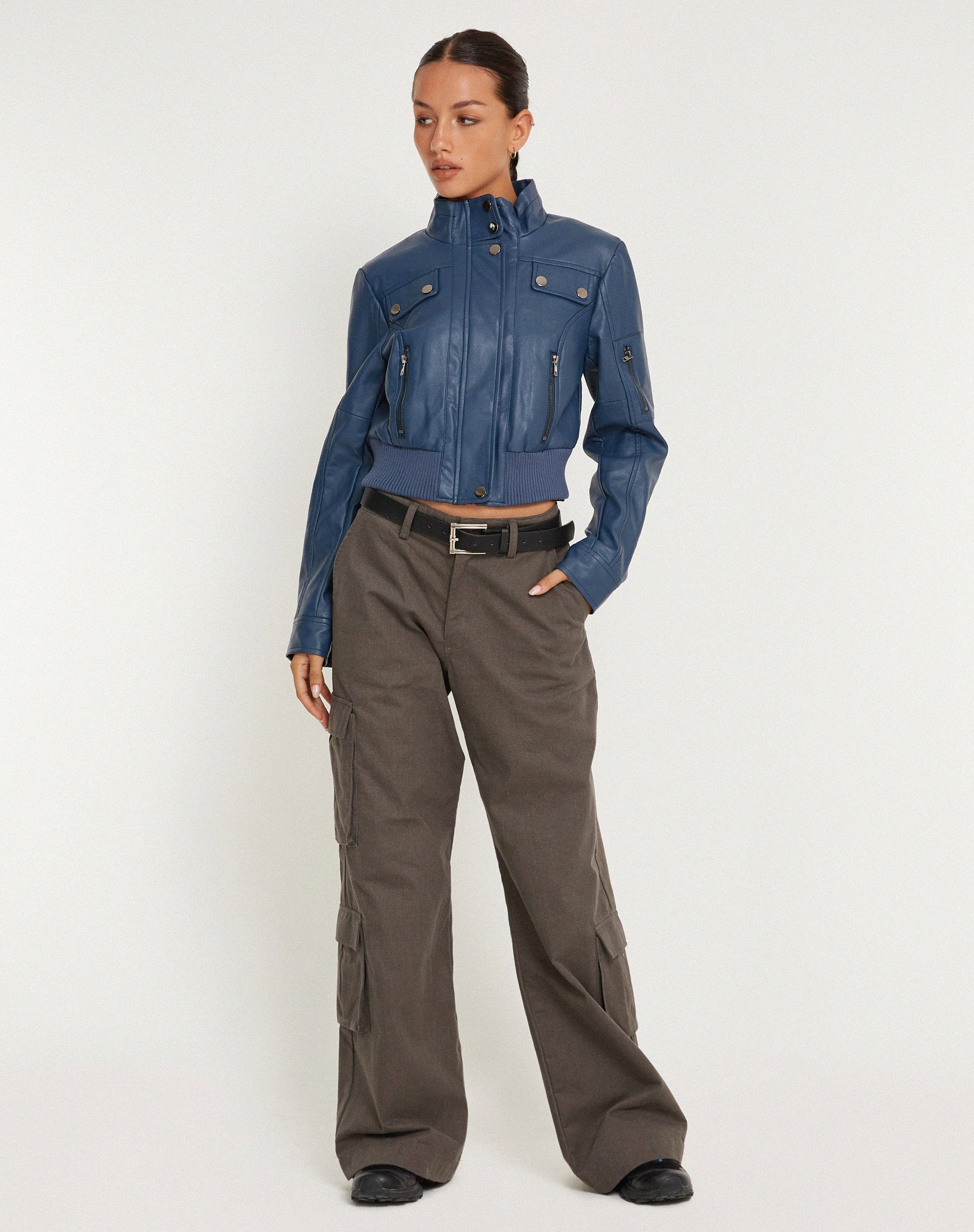 Image de la veste Loviana en PU Navy