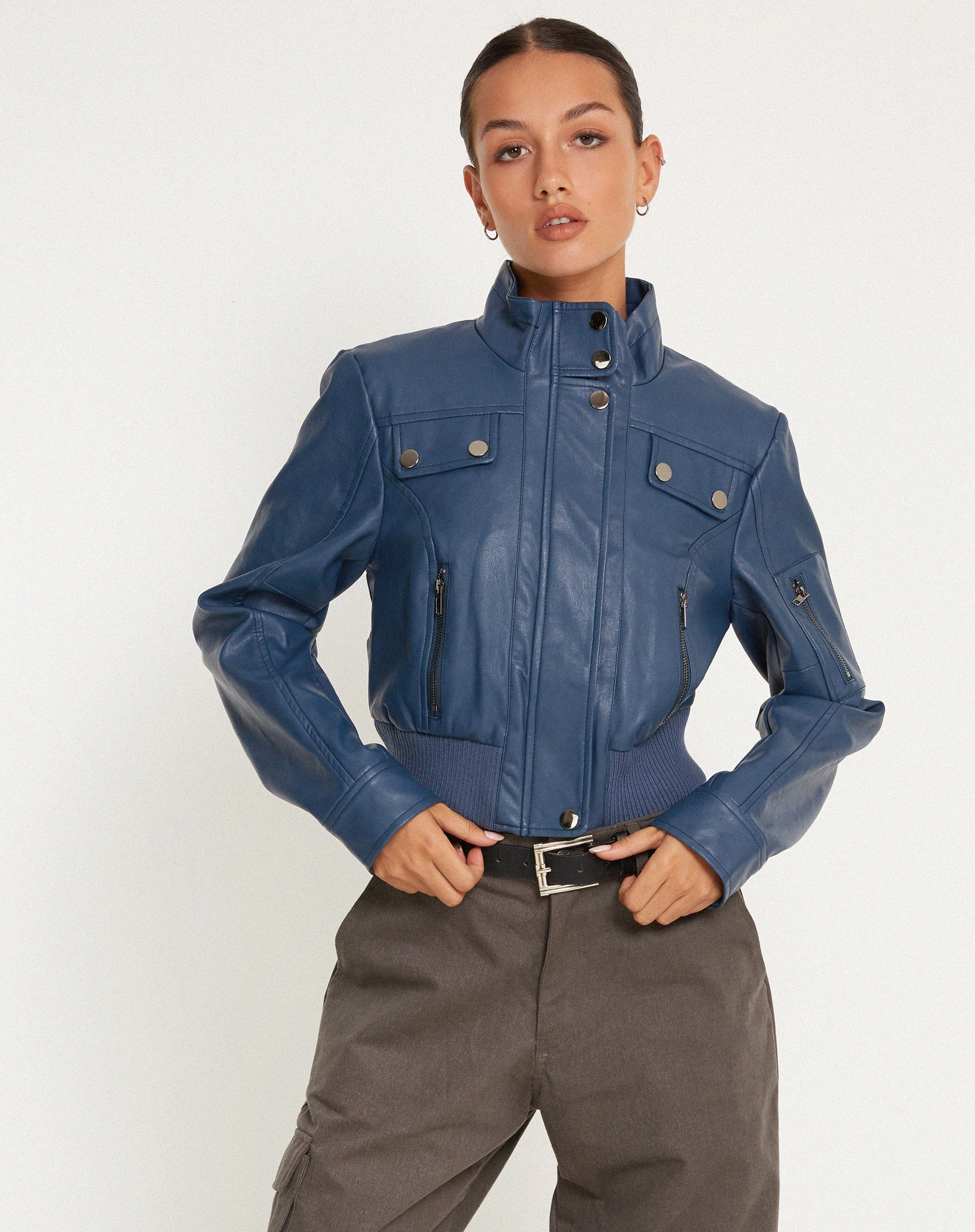 Image de la veste Loviana en PU Navy