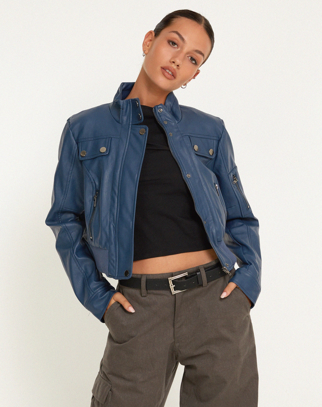 Veste Loviana en PU Navy