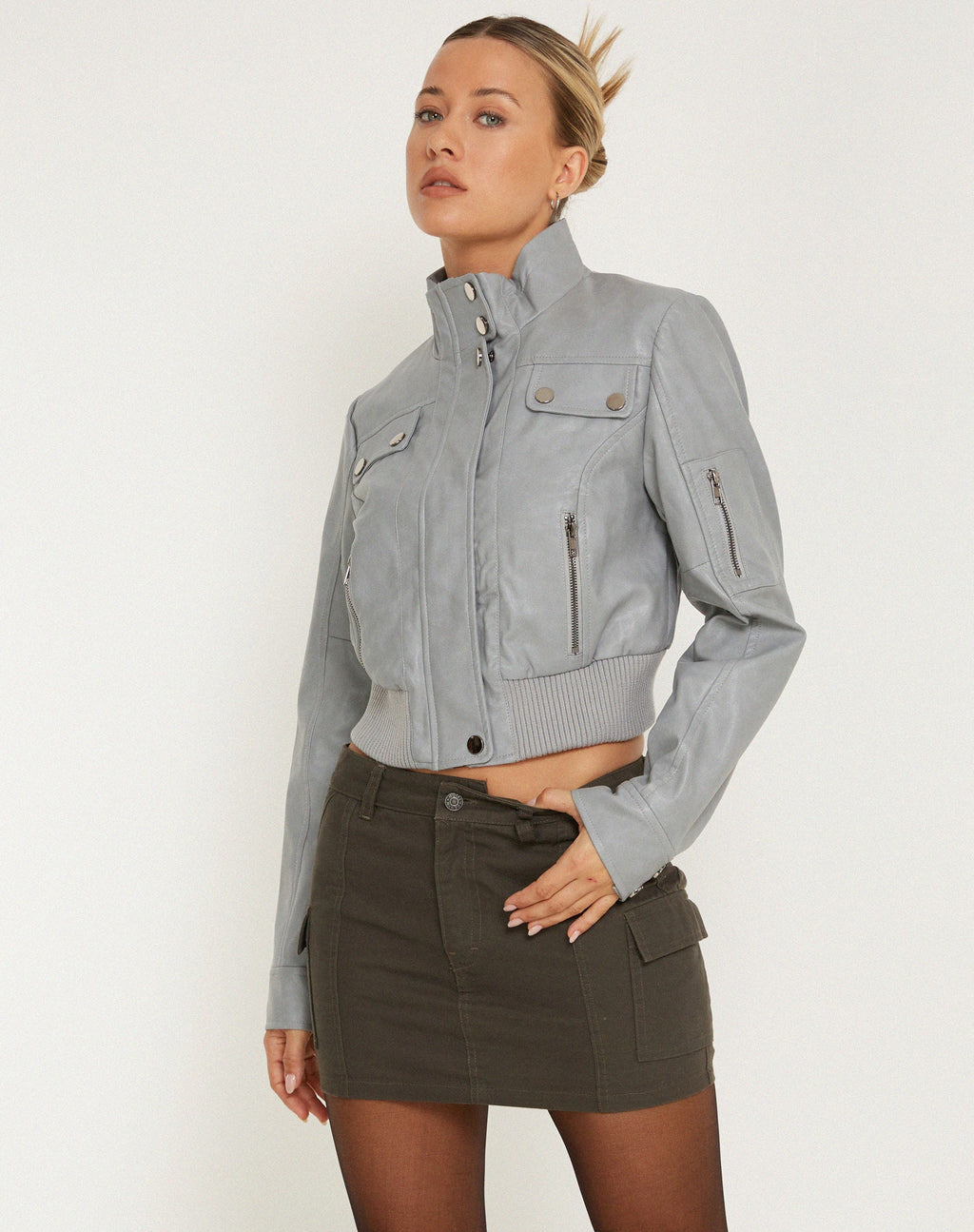 Veste Loviana en PU gris argenté
