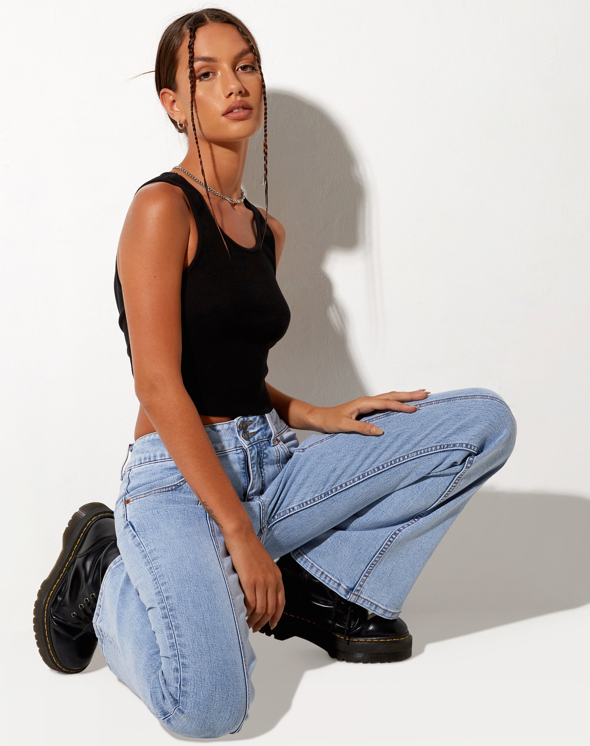 Image de Jeans à couture basse en bleu super léger