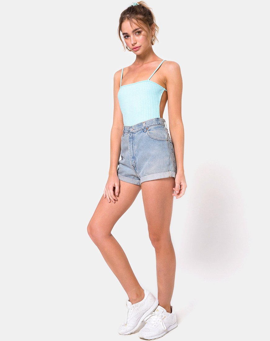 Image de Lucia Bodice in Ribbed Powder Blue
