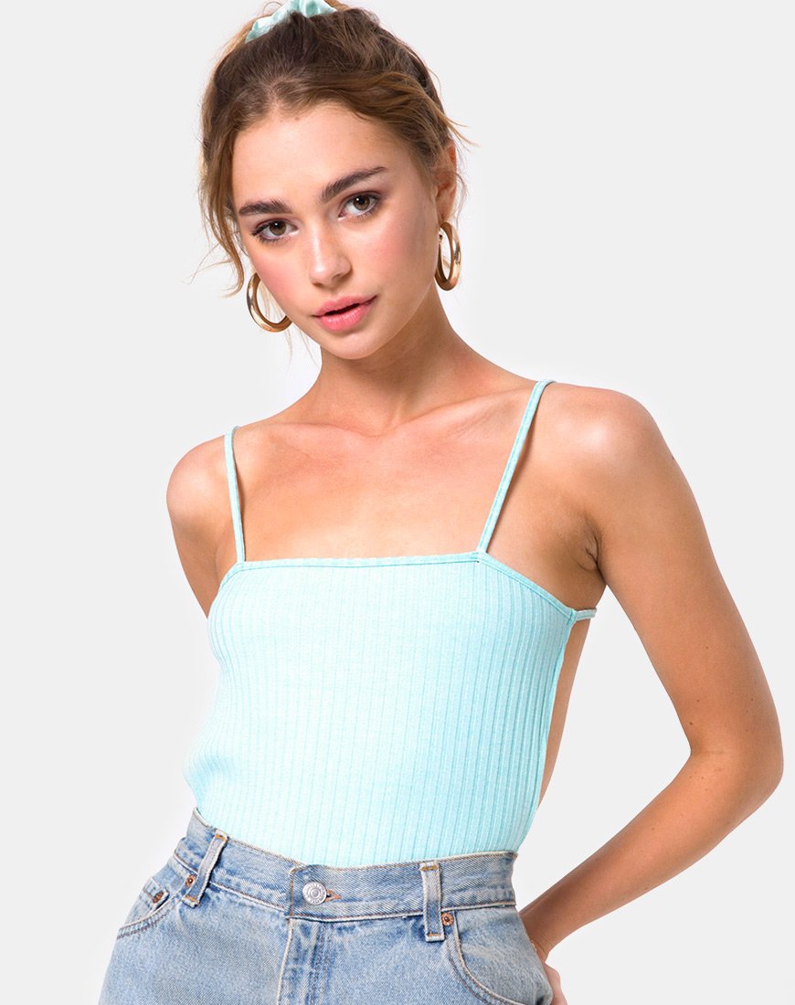 Image de Lucia Bodice in Ribbed Powder Blue