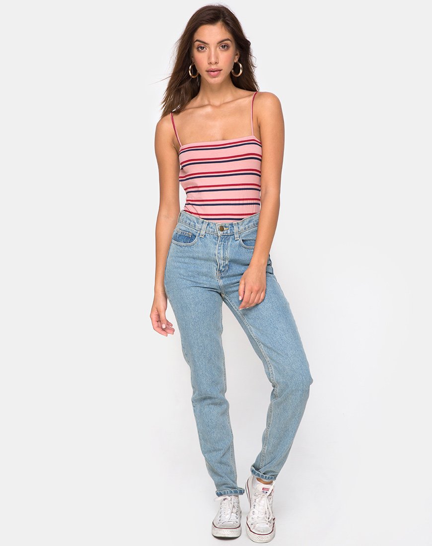 Image de Lucia Bodice in 70s Stripe Pink Horizontal