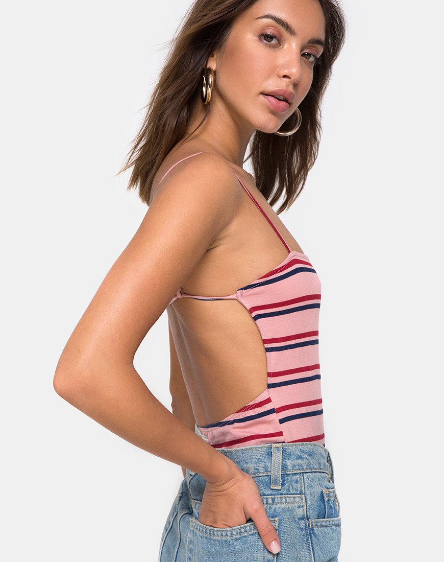 Image de Lucia Bodice in 70s Stripe Pink Horizontal