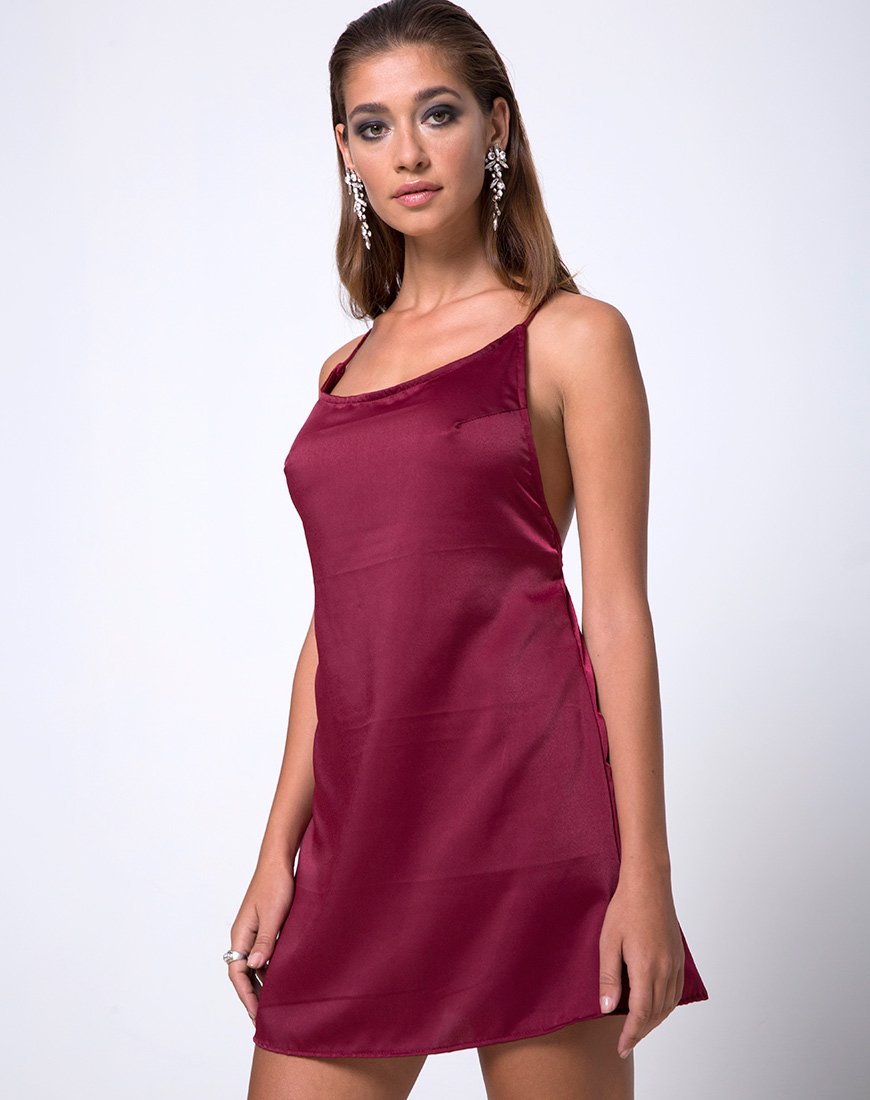 Image of Lucille Slip Dress in Burgundy