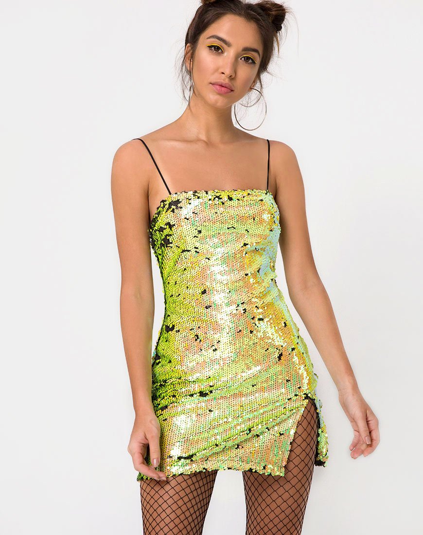 Image of Lucky Bodycon Dress in Citrus Black Sequin