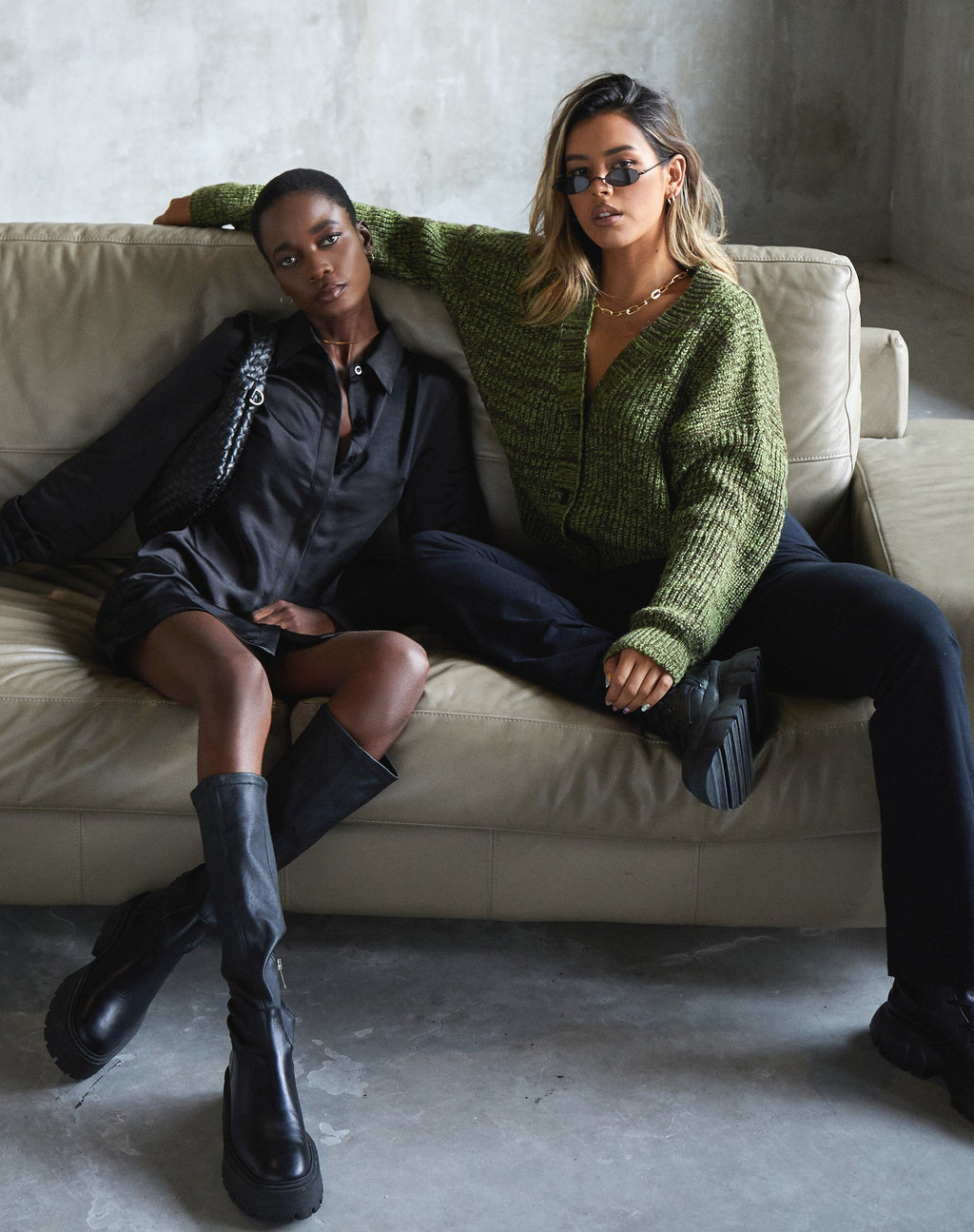 Cardigan Fia en noir et vert