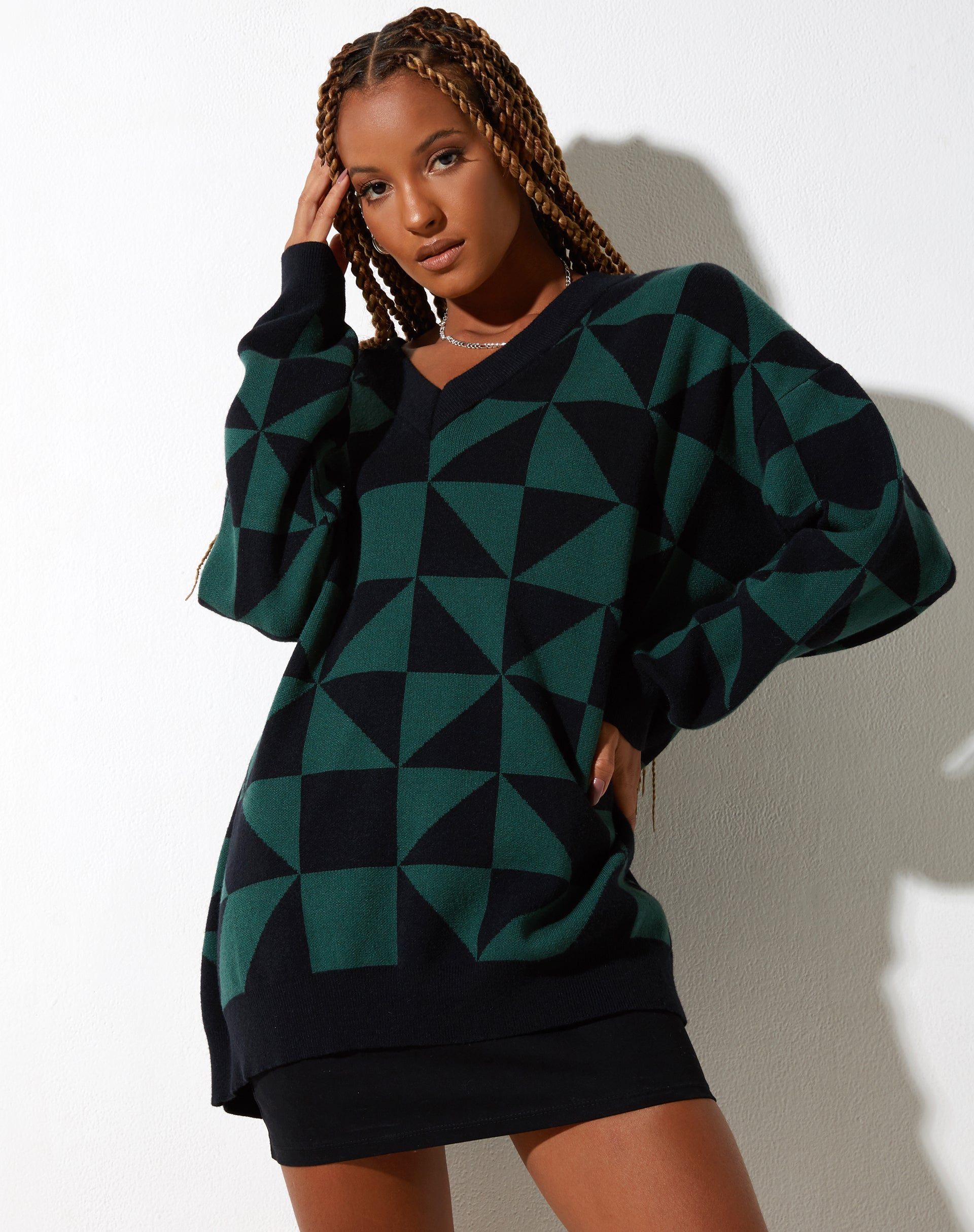 Image de Lulees Jumper in Large Geo Black and Green