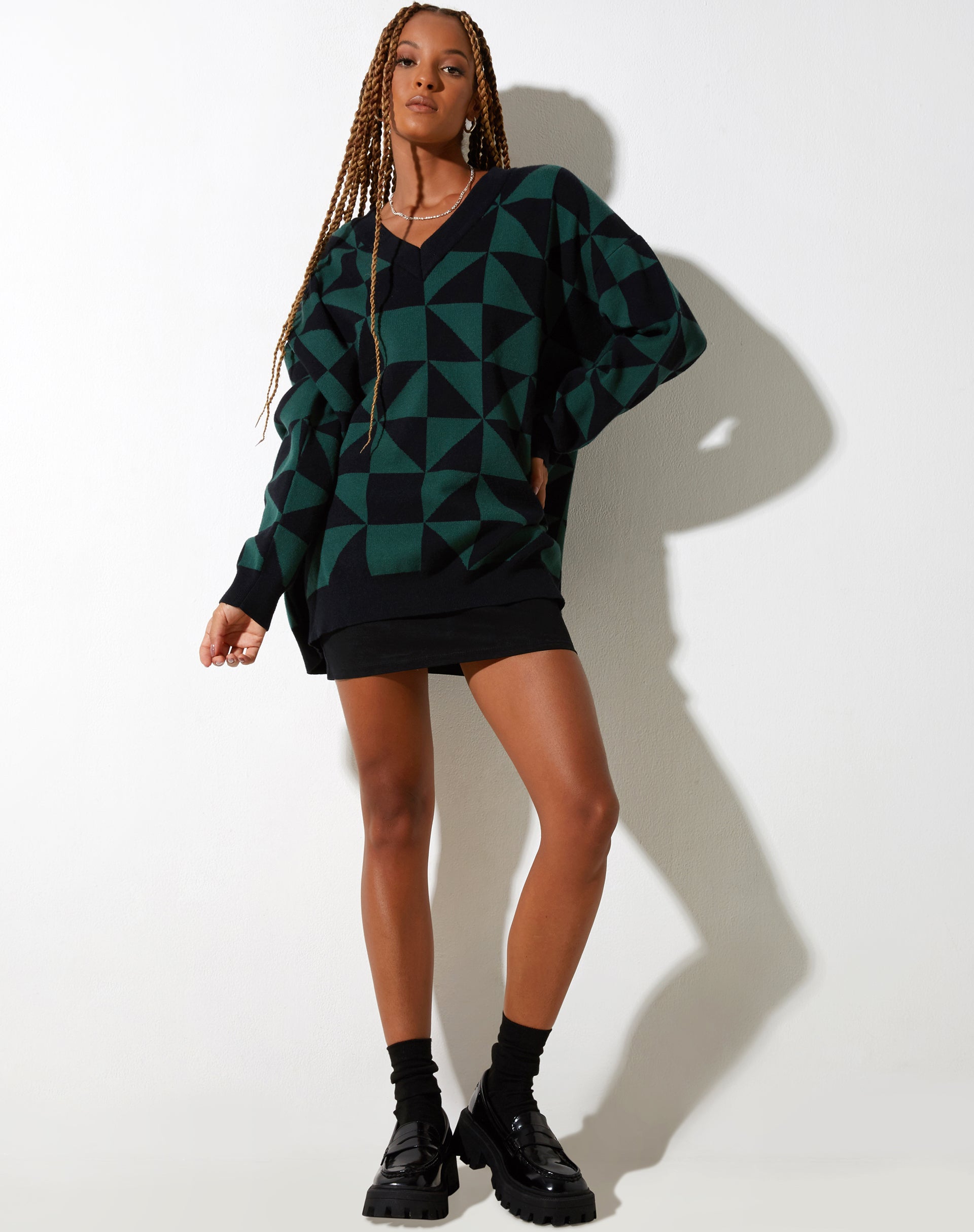 Image de Lulees Jumper in Large Geo Black and Green