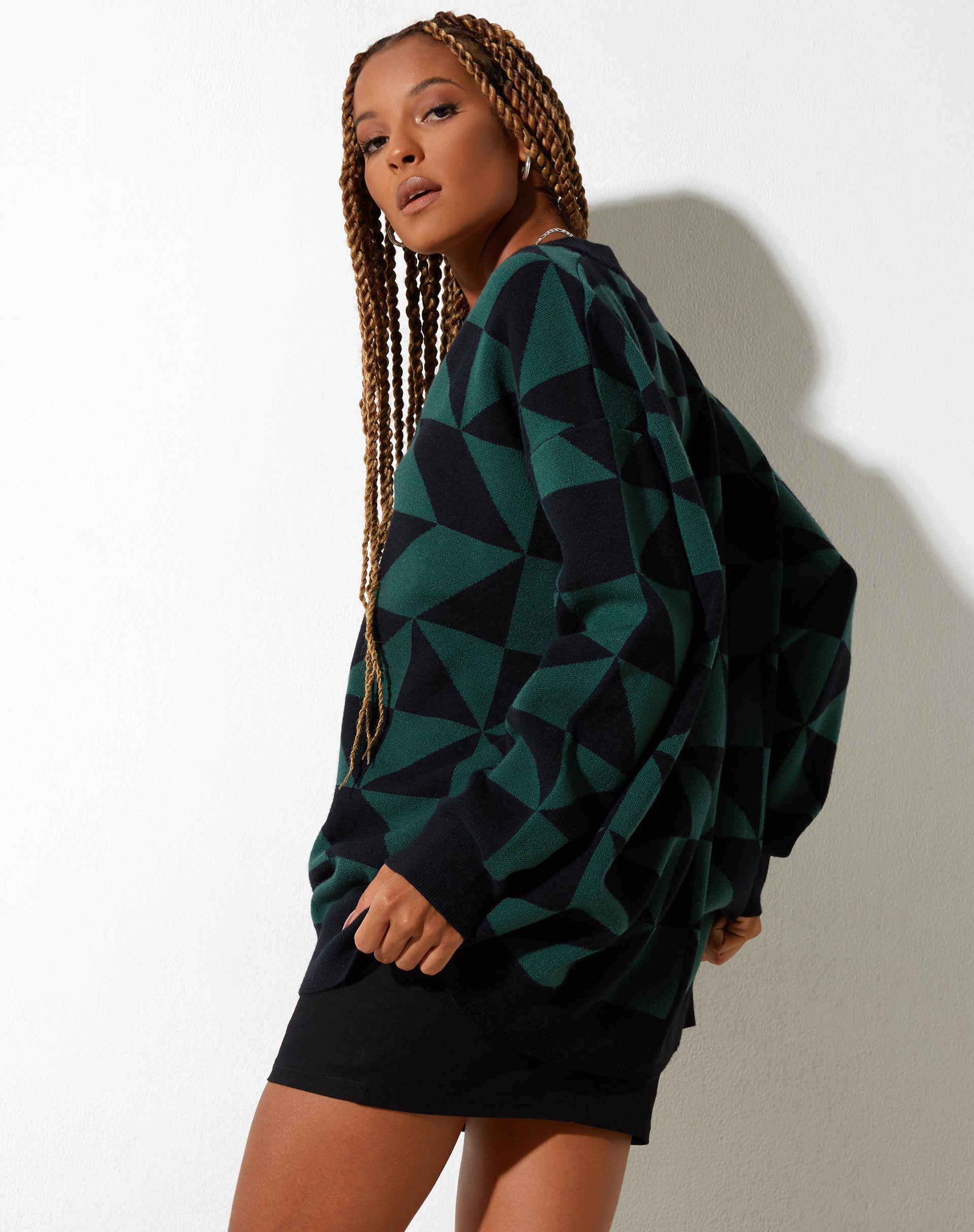 Image de Lulees Jumper in Large Geo Black and Green