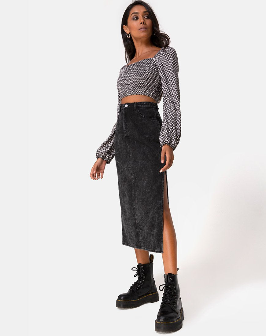 Image de Lyra Midi Skirt in Black Stone Wash