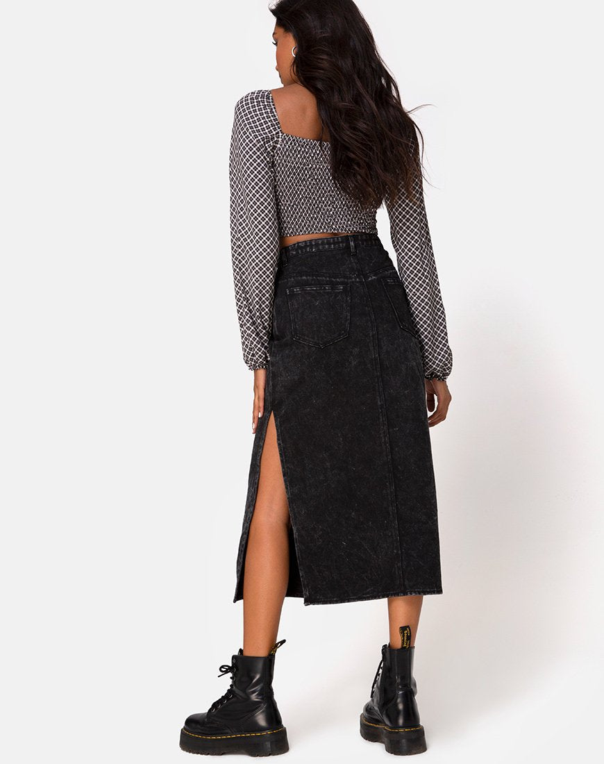 Image de Lyra Midi Skirt in Black Stone Wash