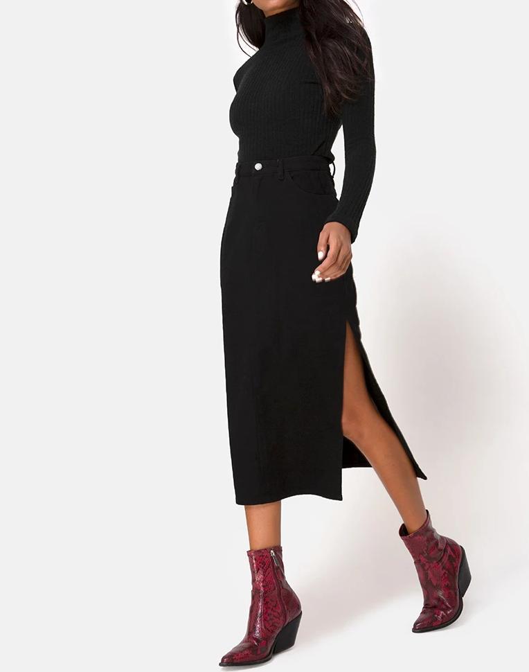 Jupe midi Lyra, noire