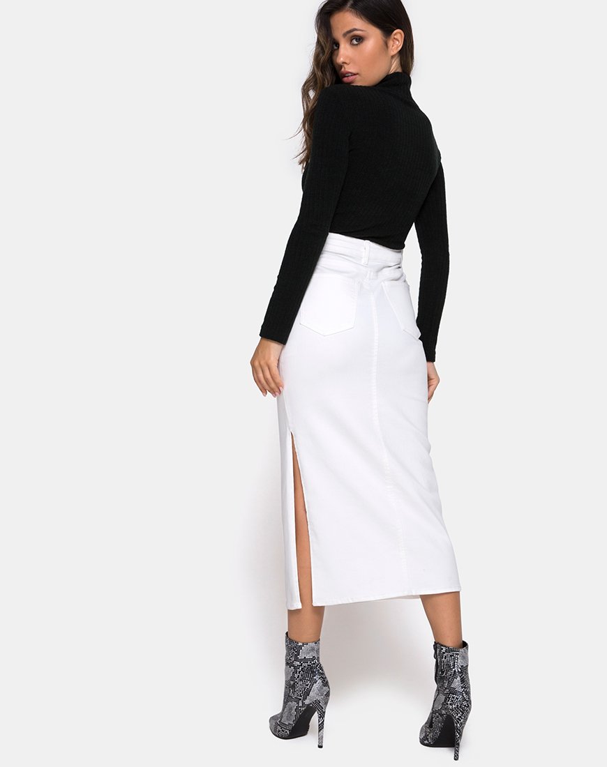 Image de la jupe midi Lyra en blanc
