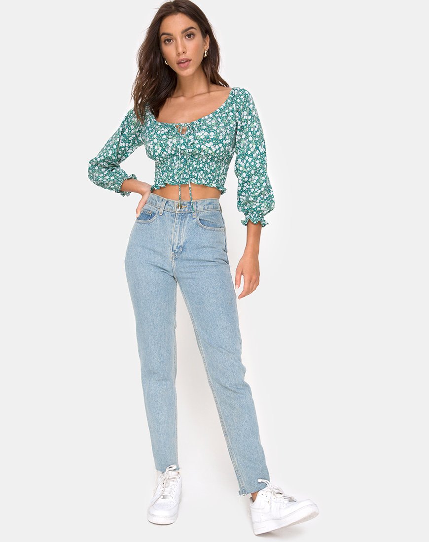 Image de Lancer Crop Top in Floral Field Green