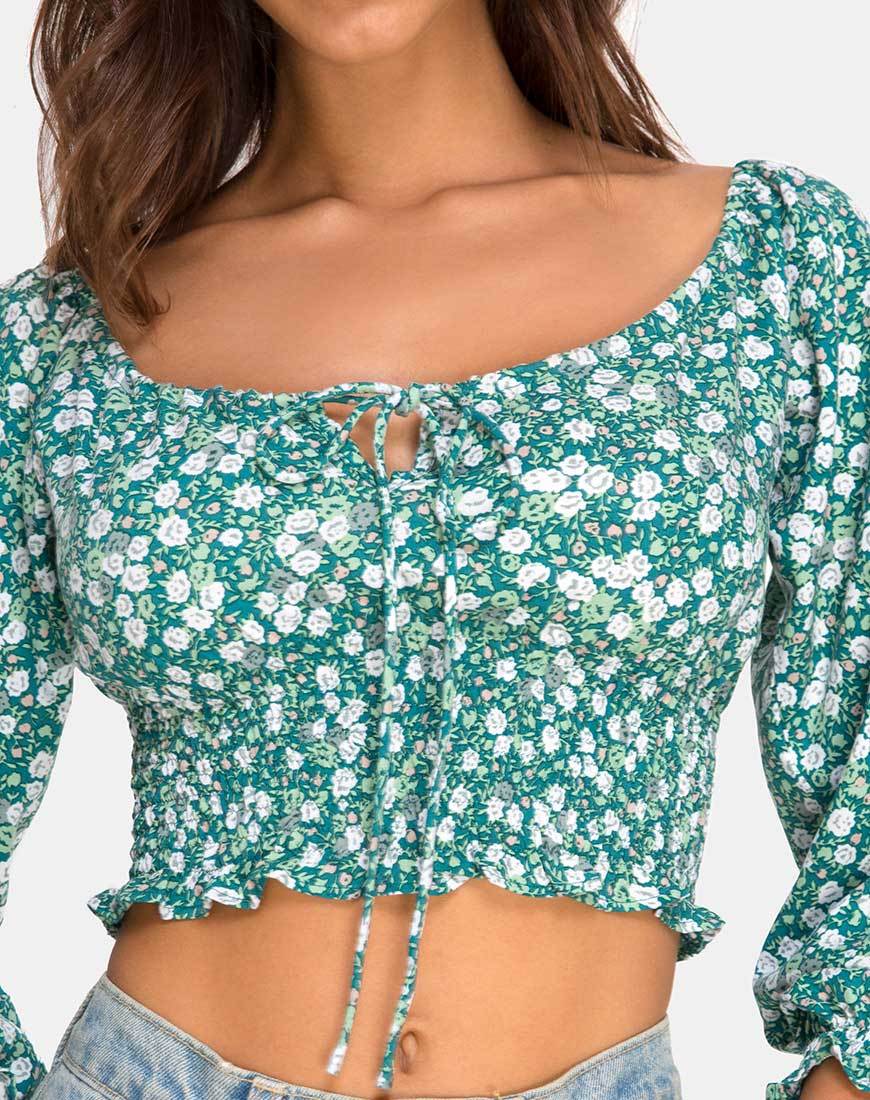 Image de Lancer Crop Top in Floral Field Green
