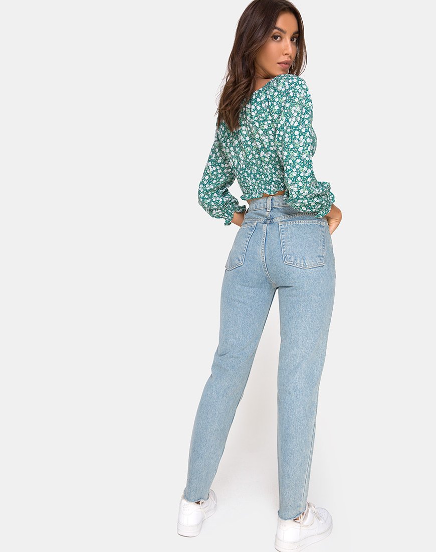Image de Lancer Crop Top in Floral Field Green