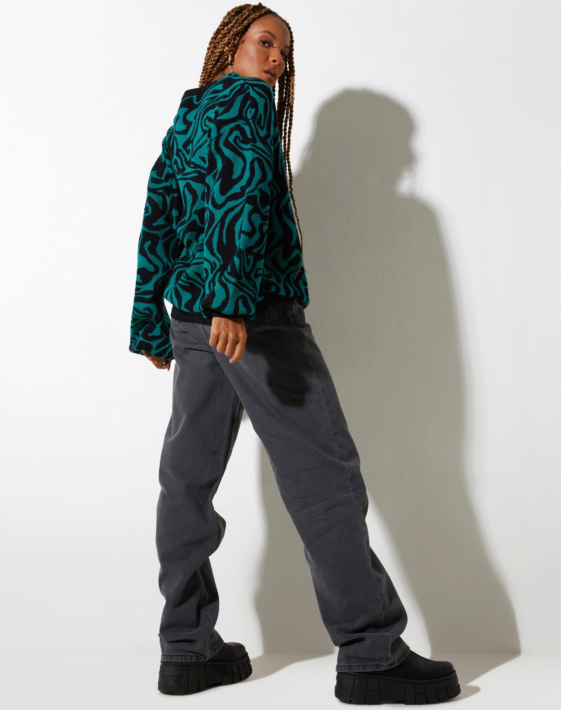 Image de Mably Jumper in Jagged Swirl Green and Black