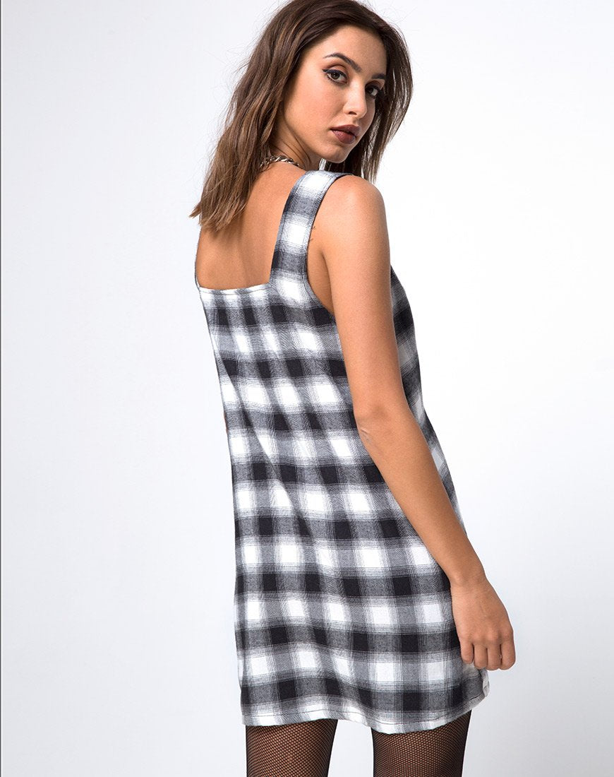 Image of Madison Pinafore Dress in Plaid Black and White